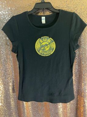 Black Kavio! Women’s Muscle Tee with Yellow Studio Graphic